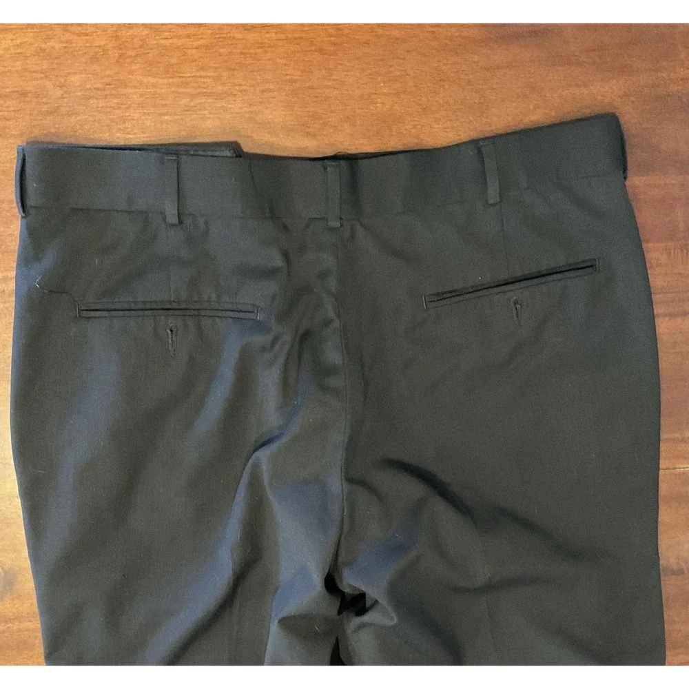 Alfani Dress Pants Mens 34x29 Black‎ Flat Front Straight Leg Office Business